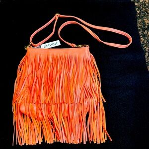 BNWT Pinkish Salmon colored fringe crossbody  bag